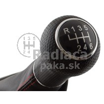 Radiaca páka s manžetou VW Golf IV, 6 stupňová, chrom, manžeta prešitá s červenou nitkou