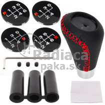 Univerzálna hlavica radiacej páky pre všetky modely áut, čierna koža, červená niť