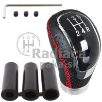 Univerzálna hlavica radiacej páky pre všetky modely áut, 5 stupňová, čierna koža, červená niť